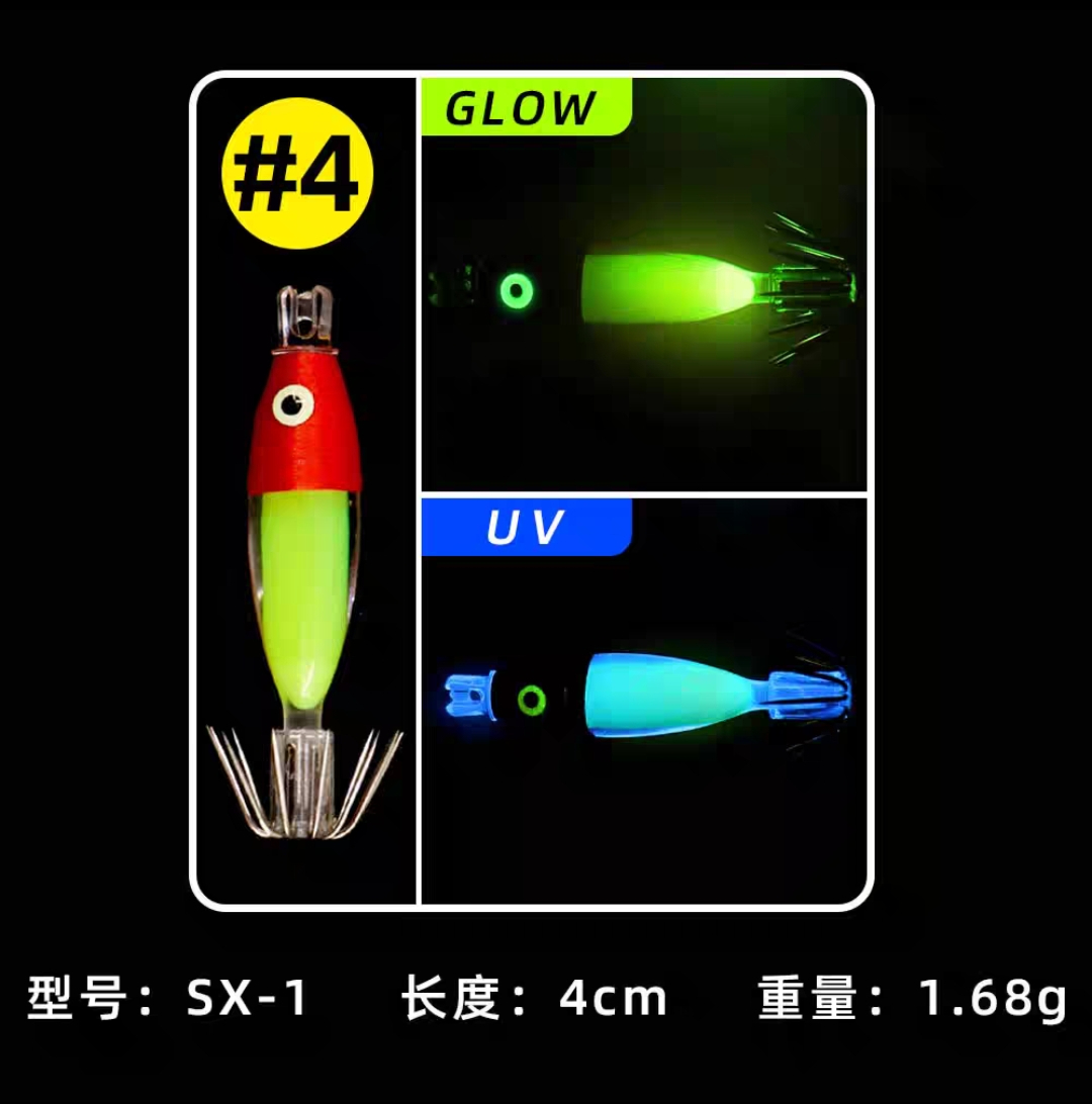 UV Blowing Artifact EGI JIG Squid Hook Lure bait Luminous Blowing MW Sea Fishing Ultraviolet Wooden Shrimp: Burgundy