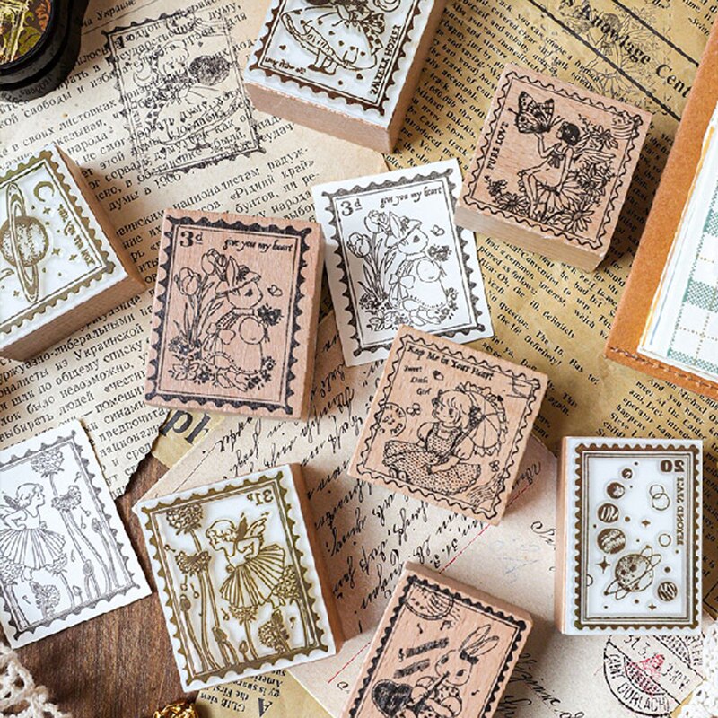 Xinaher Vintage Bos Engel Planeet Stempel Diy Houten Stempels Voor Scrapbooking Briefpapier Scrapbooking Standaard Stempel