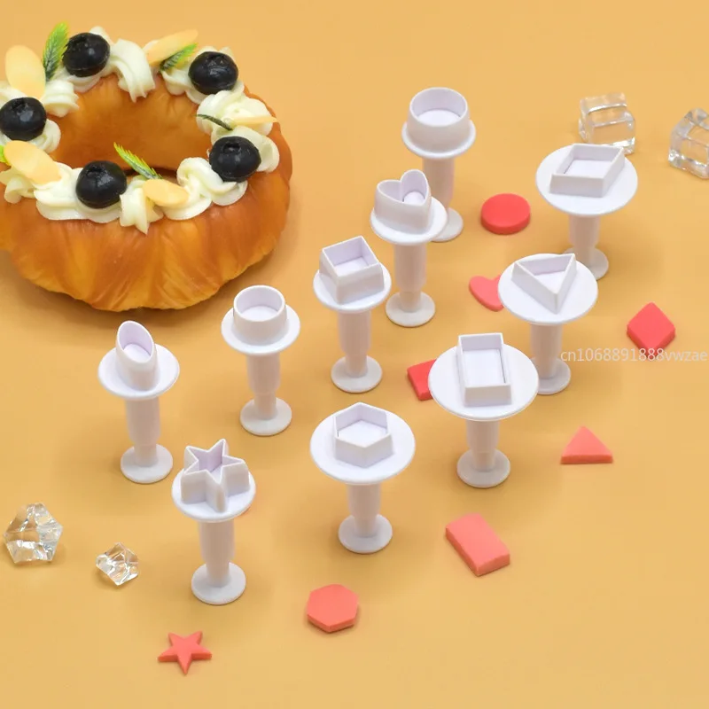 Herramientas para hornear, troquel de corte de plástico con impresión, modelado básico, geometría, prensado, galleta, Fondant, molde para pastel, suministros de cocina