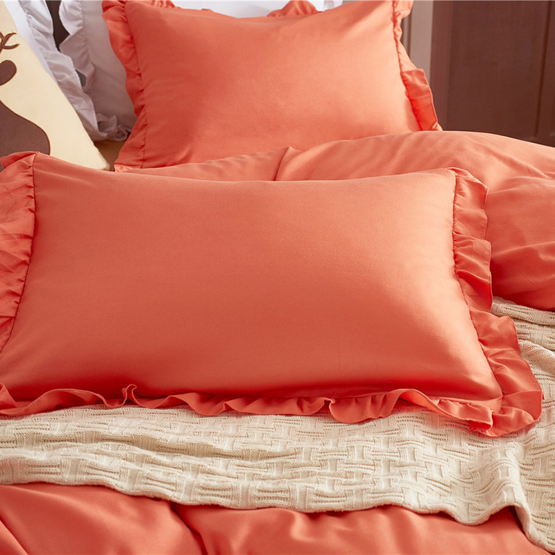 Romantische Roze Beddengoed Set Elegante Ruches Rand Dekbedovertrek Set 2/3 stks Bed Linnen Dekbedovertrek Twin Queen koning Bruiloft Decoratie
