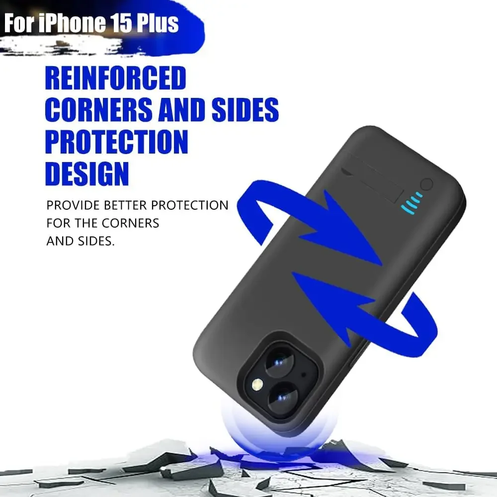 10000mAh Batterij Oplaadhoes voor iPhone 15 Pro Max 15 Plus Power Case Oplaadhoes Batterij Powerbank Compatibel met iPhone 15