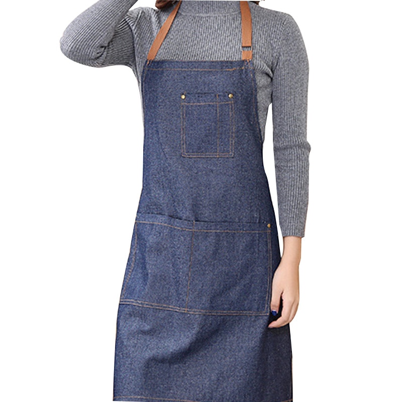 kitchen Denim work Apron unisex for cooking apron for Woman man Cowboy Antifouling Chef Cooking pinafore Delantal Tablier