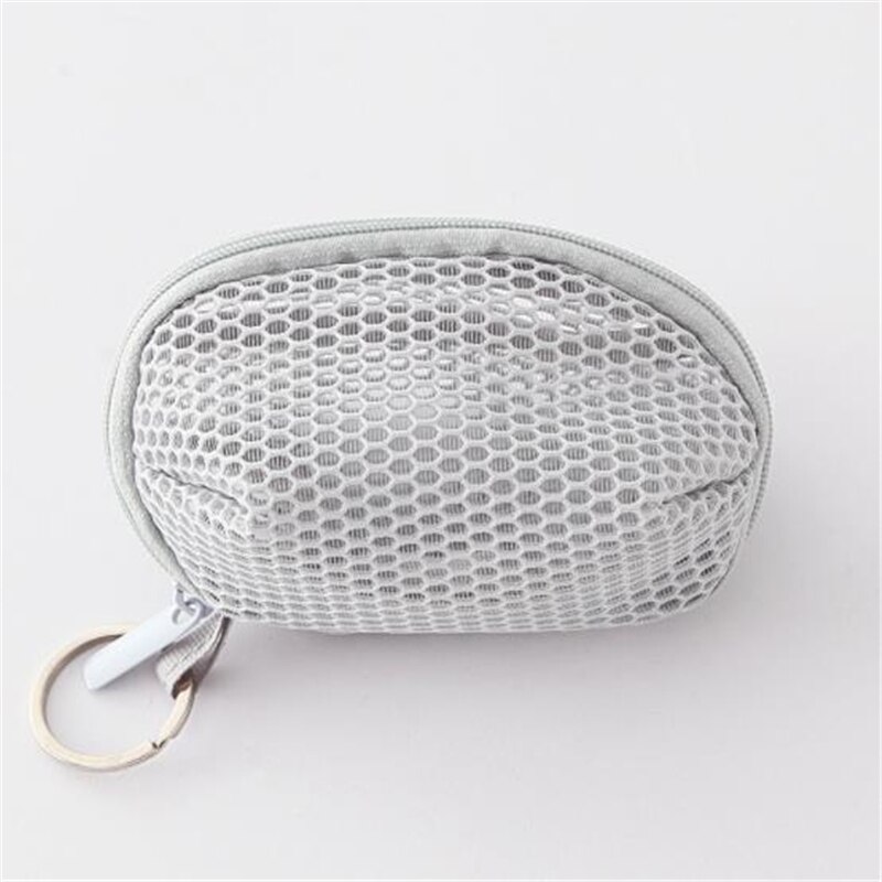 Mini Mesh Coin Purse Beauty Egg Sponge Storage Bag Goddess Portable Travel Use Dustproof Cosmetic Organizer Earphone Key Storage: Gray