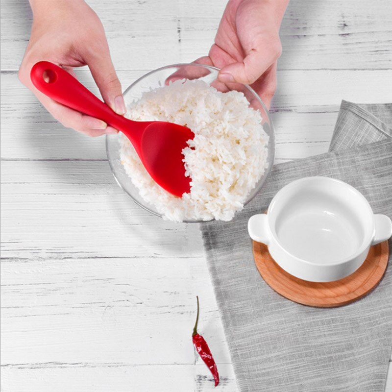 Silicone Spoon Anti-scalding Translucent Colorful Rice Scoop Heat Resistant Non-stick Rice Cooker Tableware Kitchen Cooking Tool