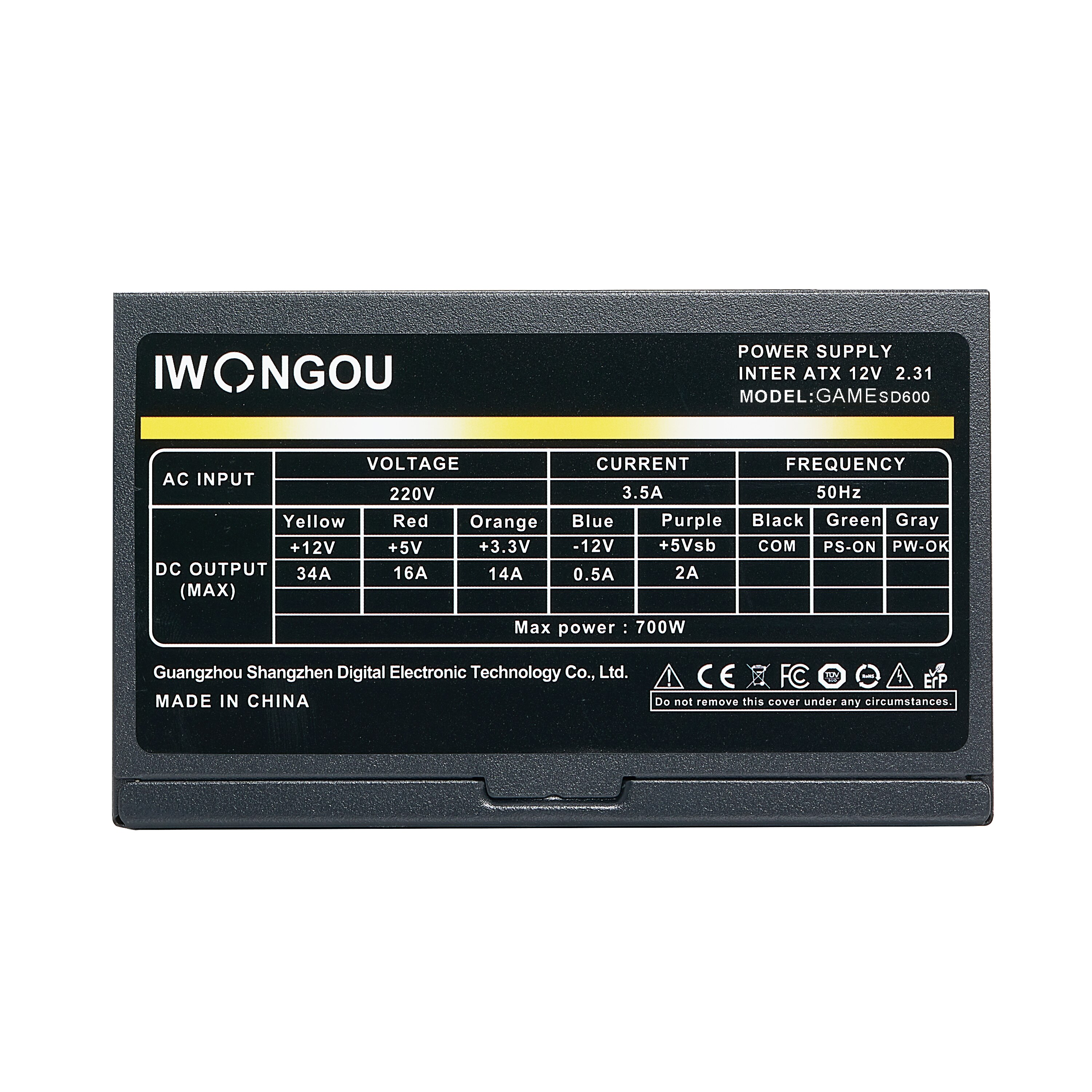IWONGOU Power Supply For PC 600W Max 24pin 12v Atx Fonte 600W Max Active PFC Computer Font For Gaming Desktop GAMESD600 PSU