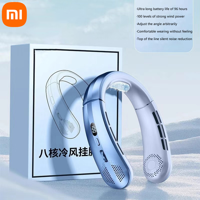 Xiaomi 8000mAh USB Appeso Al Collo Ventilatore Portatile Senza Lama Mini Ricaricabile Muto Display Digitale A LED Dispositivo di Raffreddamento D'aria Elettrico Palmare: Grigio