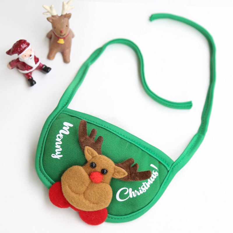 Hond Kat Pet Kerstmuts Speeksel Handdoek Bib Teddy Vechten Pommeren Winter Kleding Jurk Up Benodigdheden: Green Bibs / 1-4kg pet weight