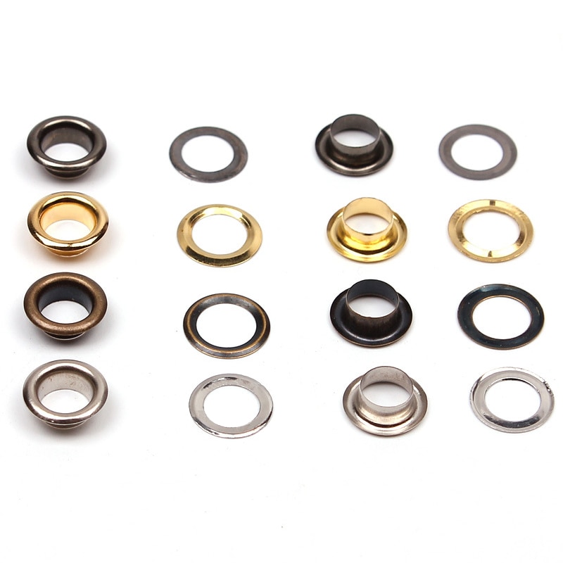 Œillets en laiton de 4mm avec rondelle pour la réparation du cuir, anneaux ronds pour chaussures, sac, vêtements, chapeau, ceinture, 100 ensembles