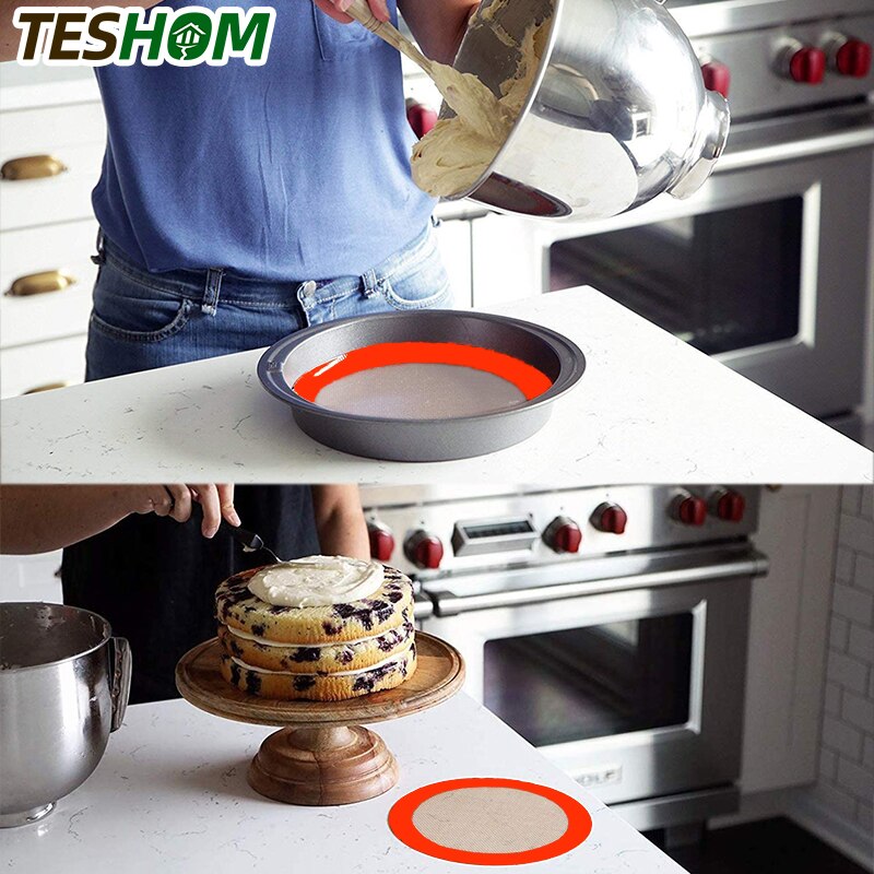1 PC Premium Non Stick Reusable Round Silicone Baking Mat Rectangle Cake Pan Liner Baking Sheets