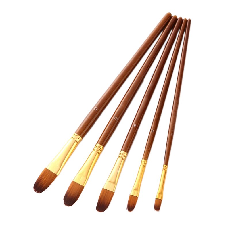 Nylon haar olieverf penselen set houten handvat aquarel acryl schilderkunst penselen voor kunstenaars schilders beginners: Tong 