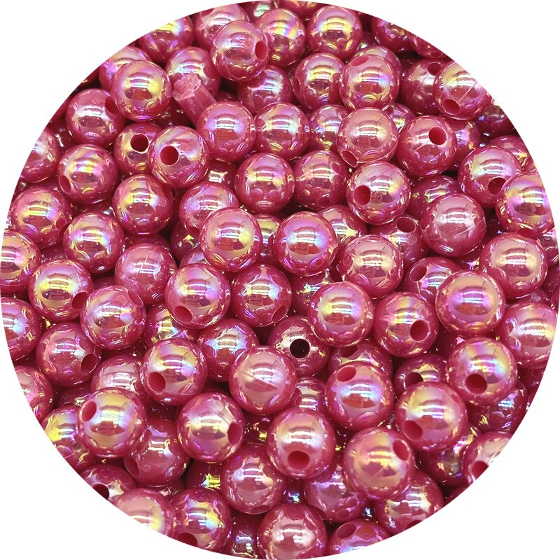 6 8 10mm AB Color Plating Acrylic Beads Loose Spacer Round Garment Jewelry Making DIY #Ro