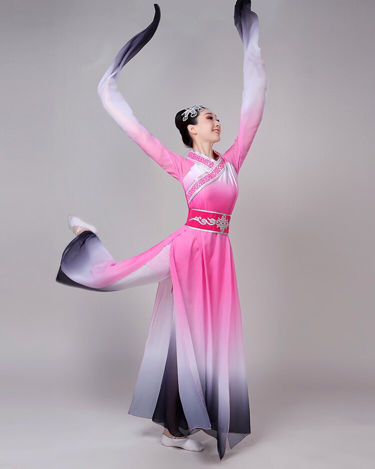 Costumes de danse folklorique chinoise à manches longues, vêtements de Festival Yangko, jupe classique de danse pour adultes, rose ou noir