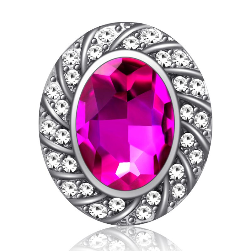 Mooie strass ovaal 20mm drukknopen passen op 18mm drukknopen armband drukknopen sieraden: Kz3506- roze