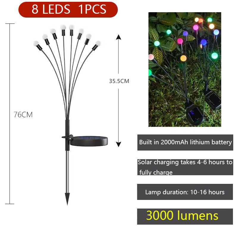 Super LED Solar Garden Lights Powered Firefly Lights Outdoor Waterproof Vibrant Garden Lights for Patio Pathway Decoration,Warm: moon blue