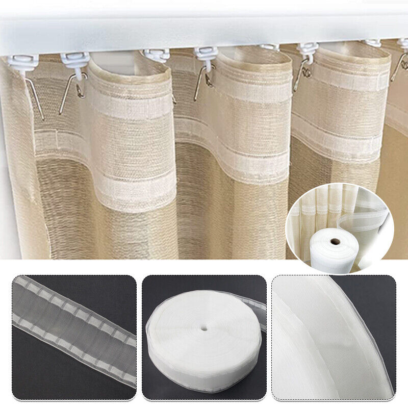 10m/20m weißer Falten vorhang Quetsch kopf Klebeband transparenter Stangen gürtel Handwerk Nylon Multifunktion vorhänge Zubehör