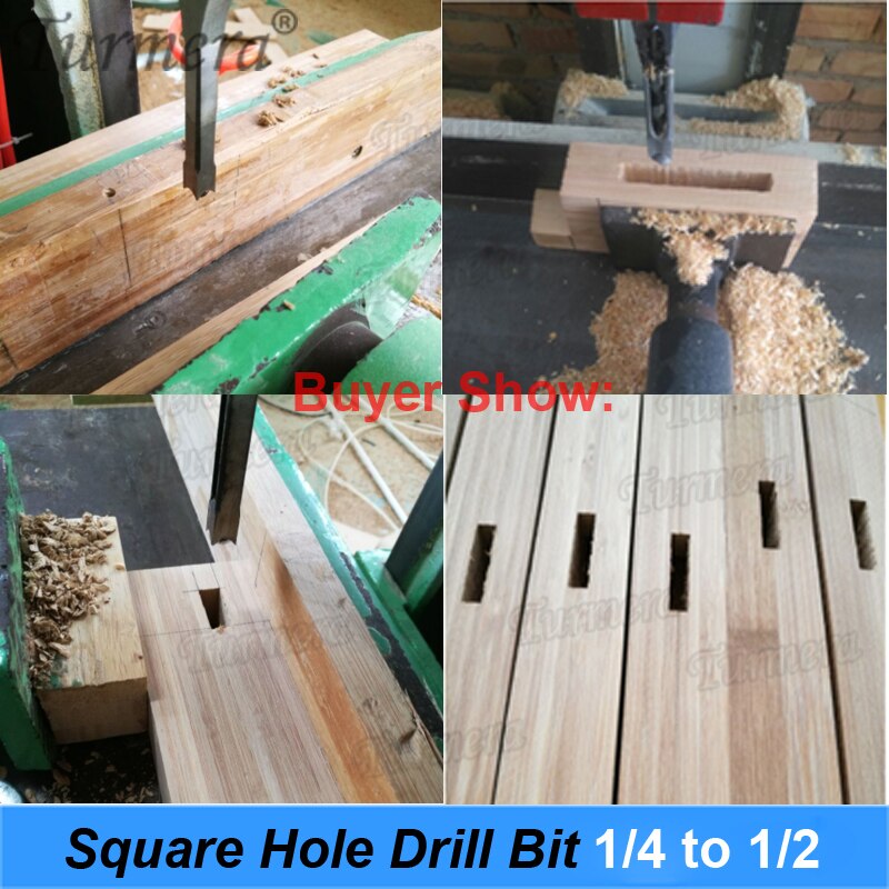 Turmera 1/4 to 1/2 Square Hole Drill Bit 45 Steel Mortising Drilling Woodworking Tools for Drill Square Opening Screwdriver 7PCS
