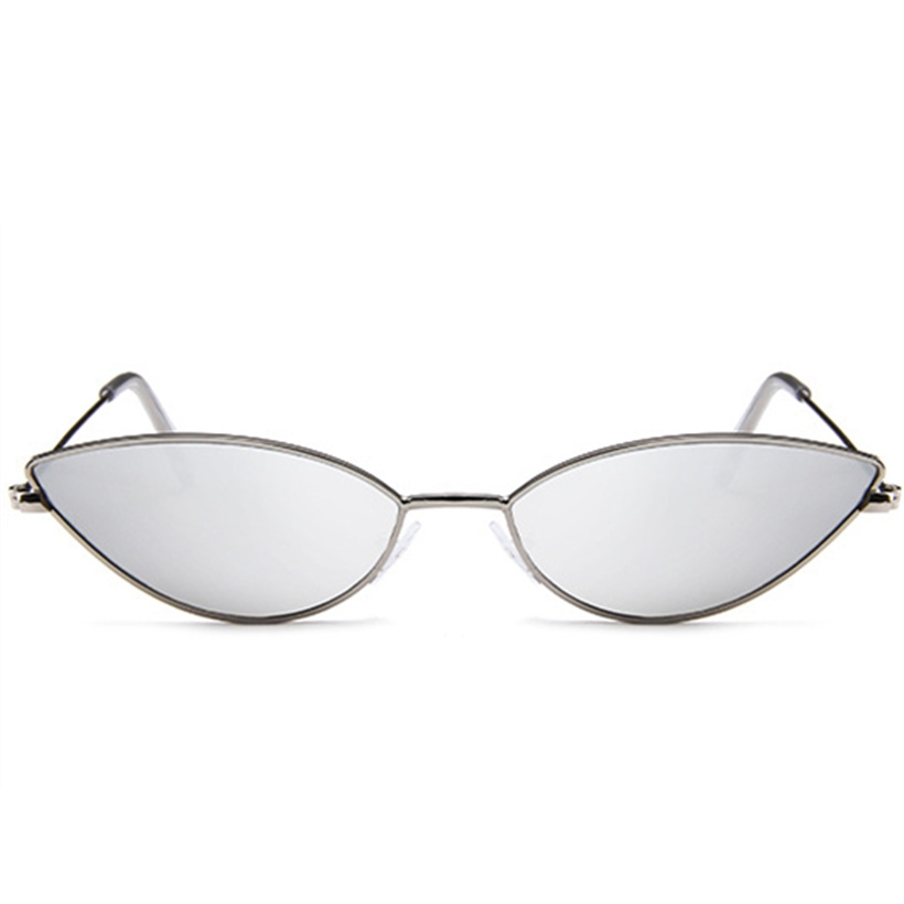 Metal Frame Women Cat Eye Sunglasses Cute Sexy Brand Summer Retro Small Frame Black Red Cateye Sun Glasses UV400: Silver