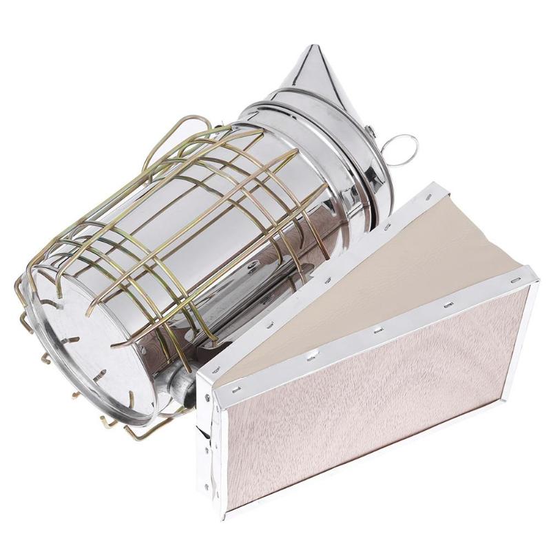1 Pc Beekeeping Tool Stainless Steel Bee Hive Smoker Galvanized Iron With Heat Shield Protection Beekeeping Equipment