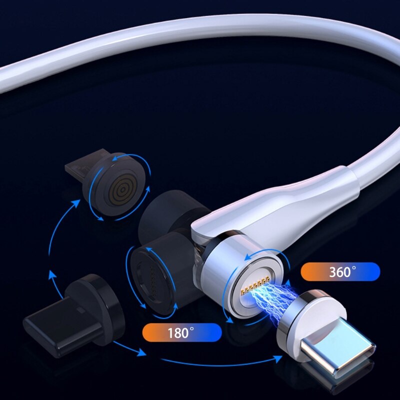 3A Magnetische 360 ° + 180 ° Rotation USB Schnelle Ladekabel Typ C Micro Ladegerät Kabel AXYF