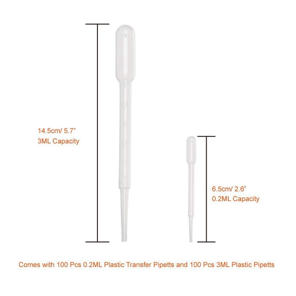 -200 Pcs 3Ml En 0.2Ml Pipetten Plastic Overdracht Eye Droppers Voor Essentiële Oliën