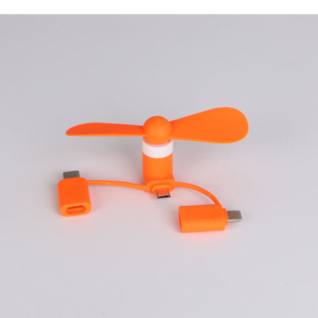 3 in 1 bærbar rejse mobiltelefon mini ventilator køler til android type-c micro usb c til ipad iphone 16 5 6s 7 plus 8 x xs: Grå