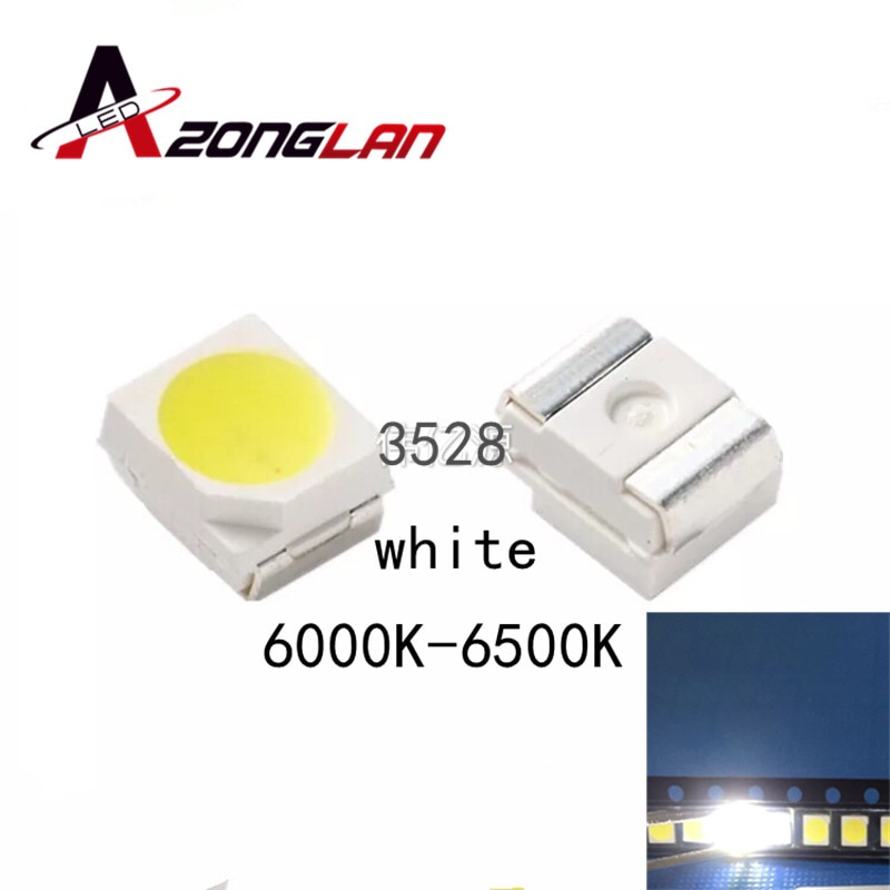 500 stk / lot 0.2w smd 2835 led lampe perle 21-25lm hvid smd led 3528 seje hvide perler led chip  dc3.0-3.4v  - sælger