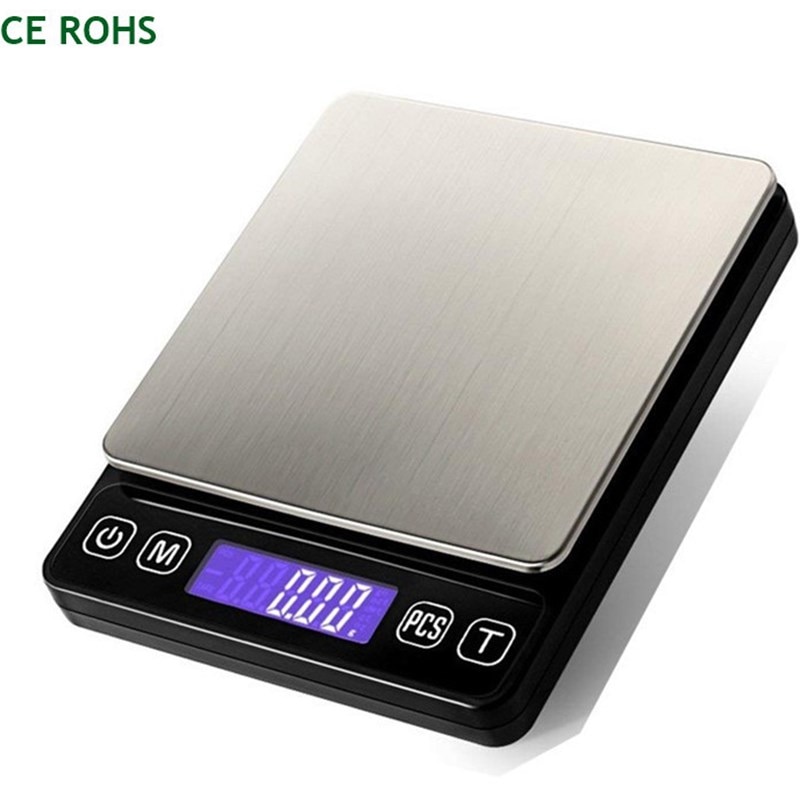Báscula electrónica de acero inoxidable para joyería, balanza de cocina, balanza de alimentos, 0,1/0,01 gramos, herramientas de cocina y hogar