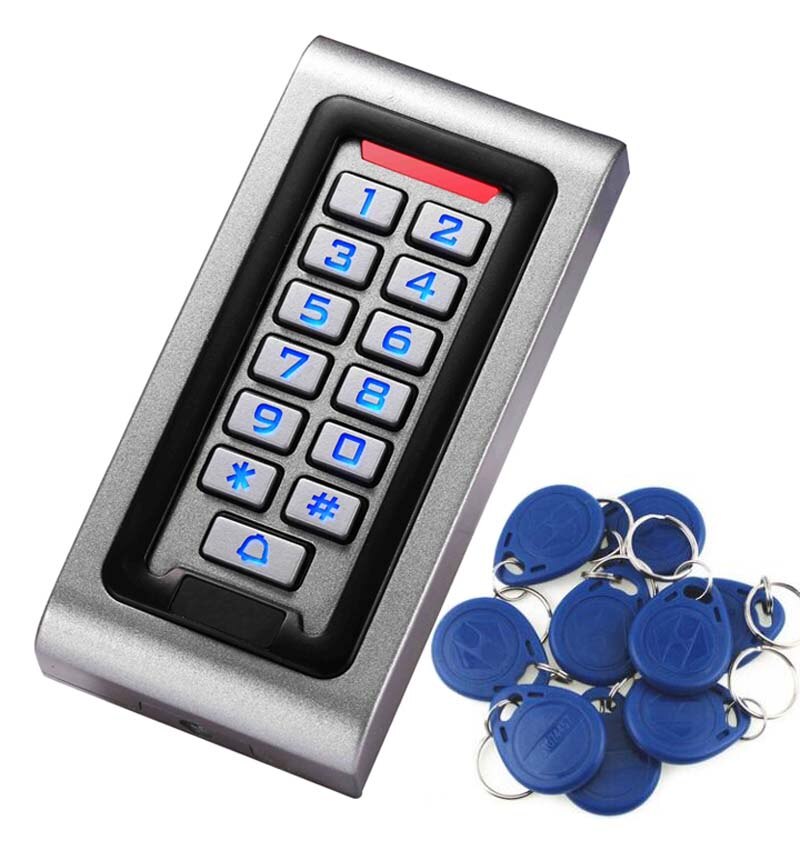 Waterproof RFID Keypad Door Access Control Stand-Alone of 2000 Users Wiegand 26-bit Support Proximity RFID Card: with 10tags
