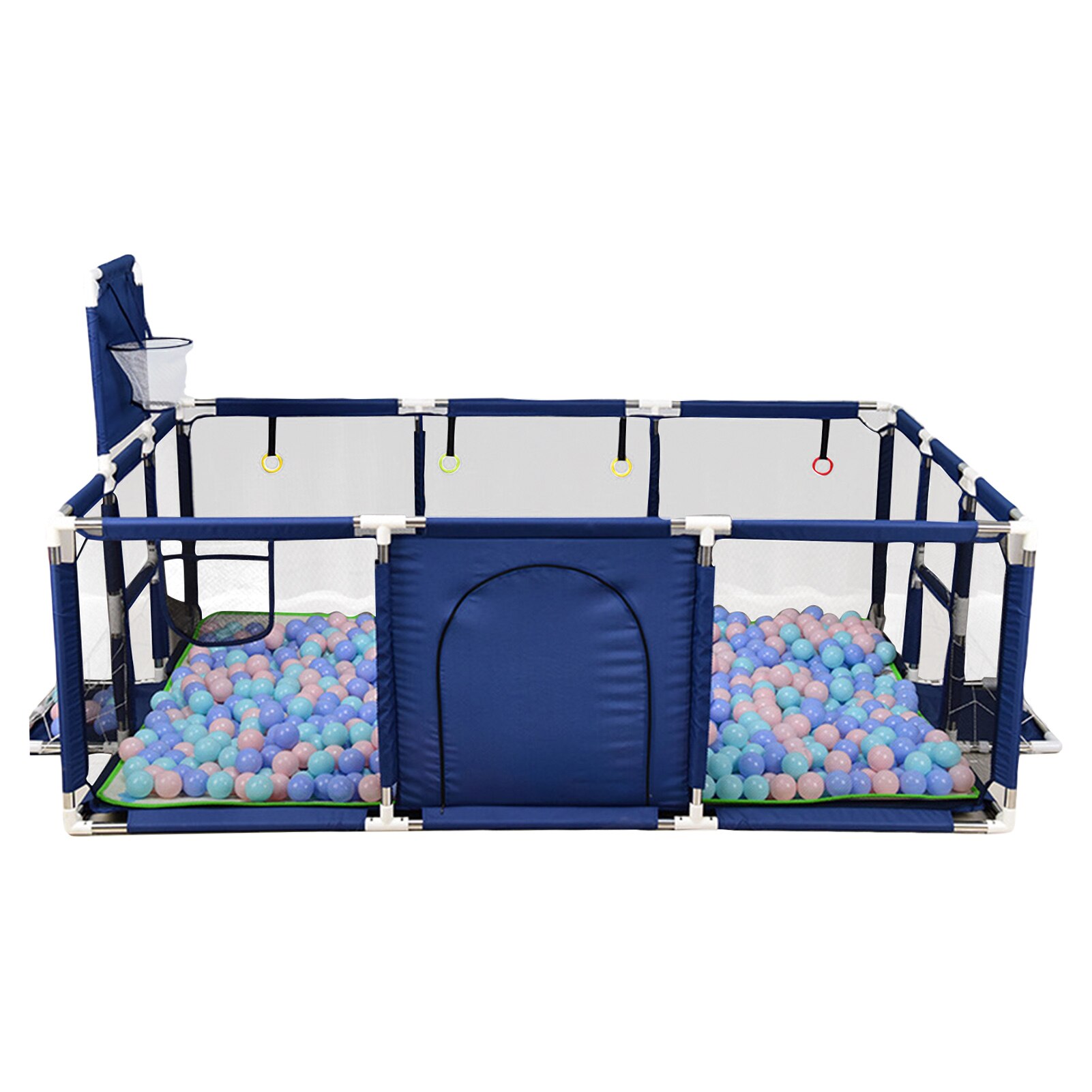 Baby Box Kinderen Peuter Kinderen Veiligheid Hek Indoor Outdoor Play Pen Oceaan Ballenbad Veiligheid Barrière Met Mand: Blue