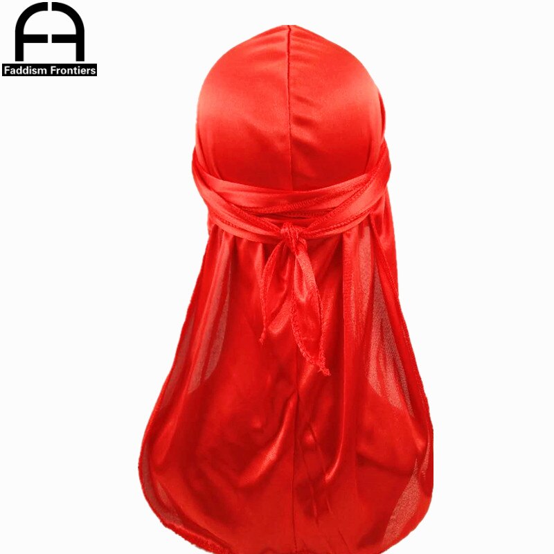 Perruques Turban en Satin Durag pour homme | Couvre-chef de motard, bandeau de luxe, chapeau Pirate, accessoires pour cheveux,: Rouge