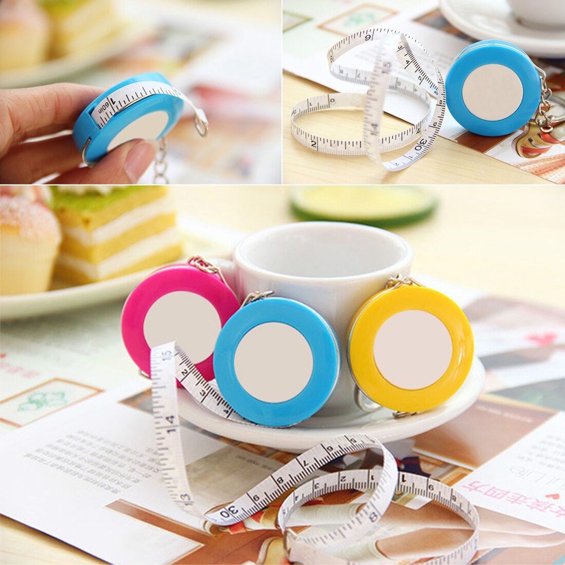 mini przenośna miarka 1.5m wysuwana linijka centymetr/cal mała miarka linijka cukierki kolor ładny wzór robić podróży