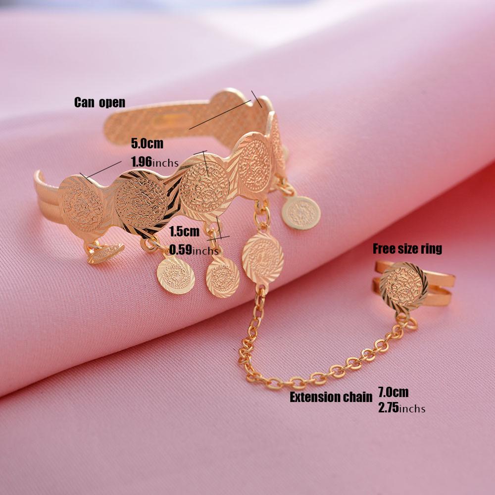 Wando Gold Stamp baby coin Bangle bracelet women girl Bracelet african Children Bairn Jewelry men mideast Arab: 13