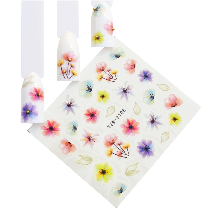 WUF 12 pièces autocollant pour ongles fleur filigrane curseur définit coloré vernis décalcomanies enveloppes pour manucure Nail Art accessoire