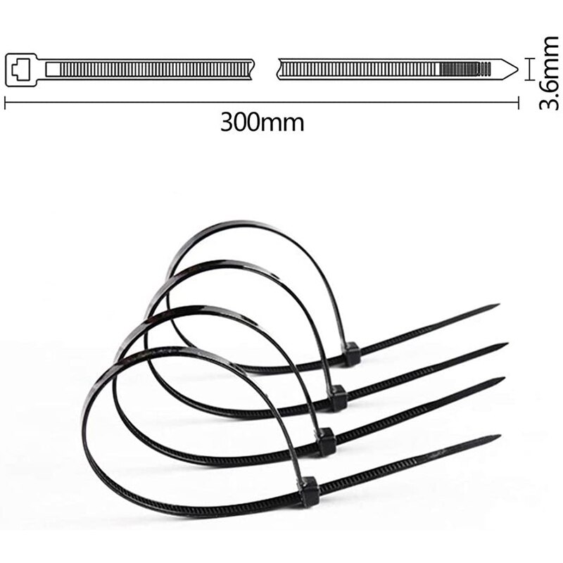 150/200 / 300X3.6Mm Hose Clamp, Cable Tie, Premium Nylon Cable Tie, Practical and Durable, Black