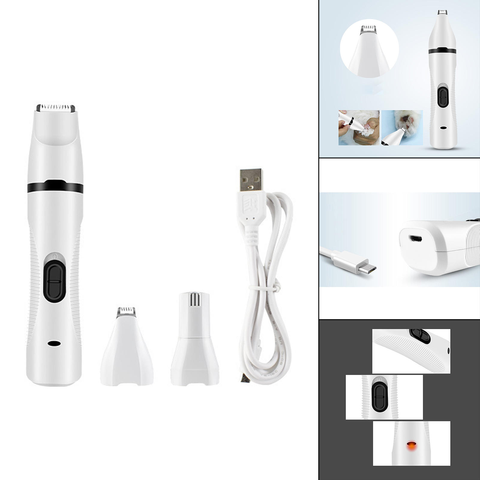 Pet Nail Trimmer USB Cordless Trimmer Painless Electric Pet Nail Grinder for Dog Claws
