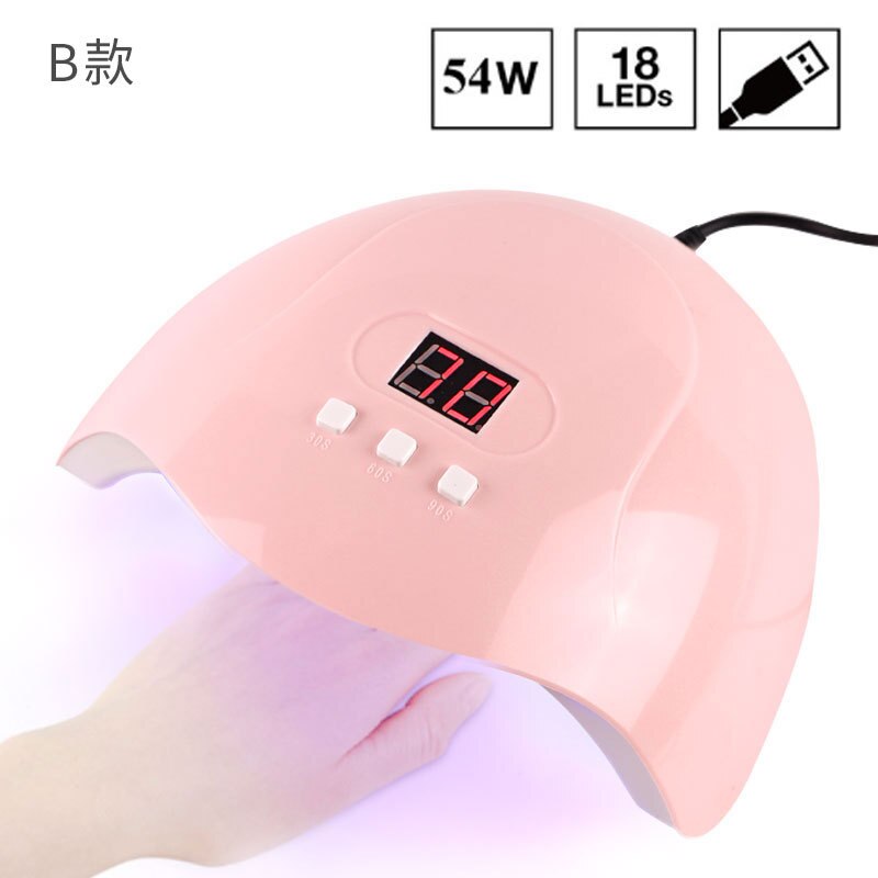 Stor plads dobbelt lyskilde uv neglelampe led lysterapi maskine negletørrer til kvinder: B