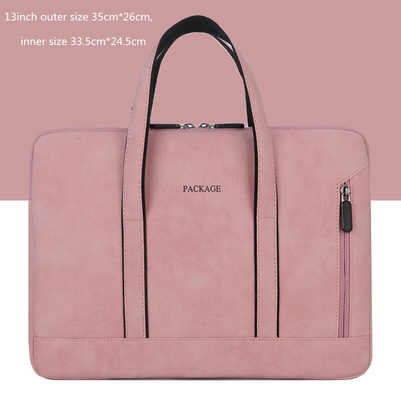 Portable Shockproof Laptop Briefcases PU Liner Bag Men's Women's Tote Cell Phone Document Storage Office Travel Business Pouch: Pink S