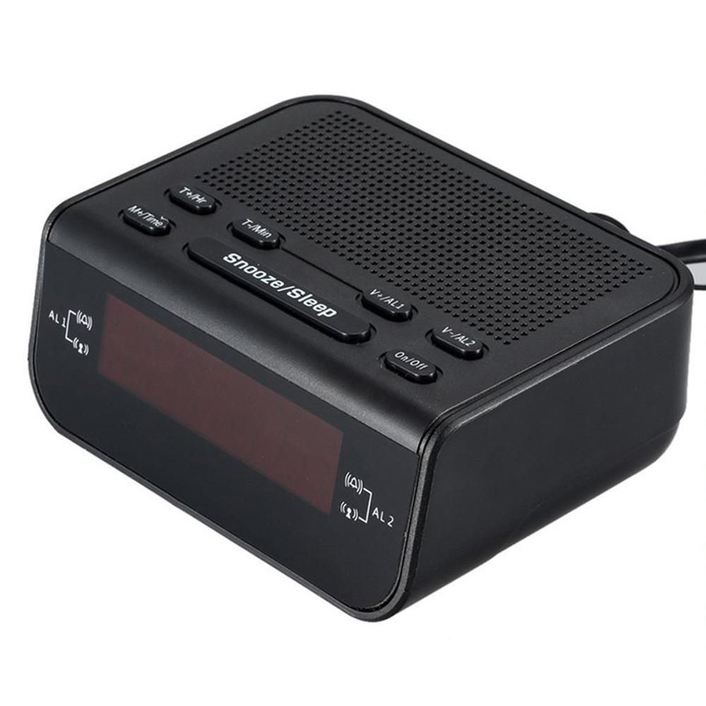AM/FM LED Clock Radio With Dual Alarms Sleep Snooze Function Outlet Powered Big Digit Display for Bedroom Timed Shutdown