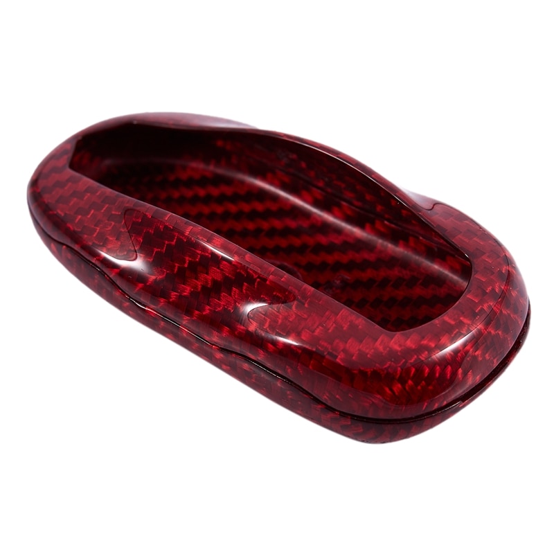 Premium Real Carbon Fiber Rood Case Cover Fit Voor Tesla Model S -18 Modellen Sleutelhanger Remote