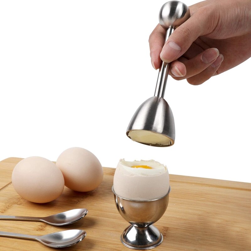 Rustfrit stål æg krakker topper sæt, hårdkogte æg separator holder ,4 skeer ,4 kopper ,1 skaller fjerner topskærer