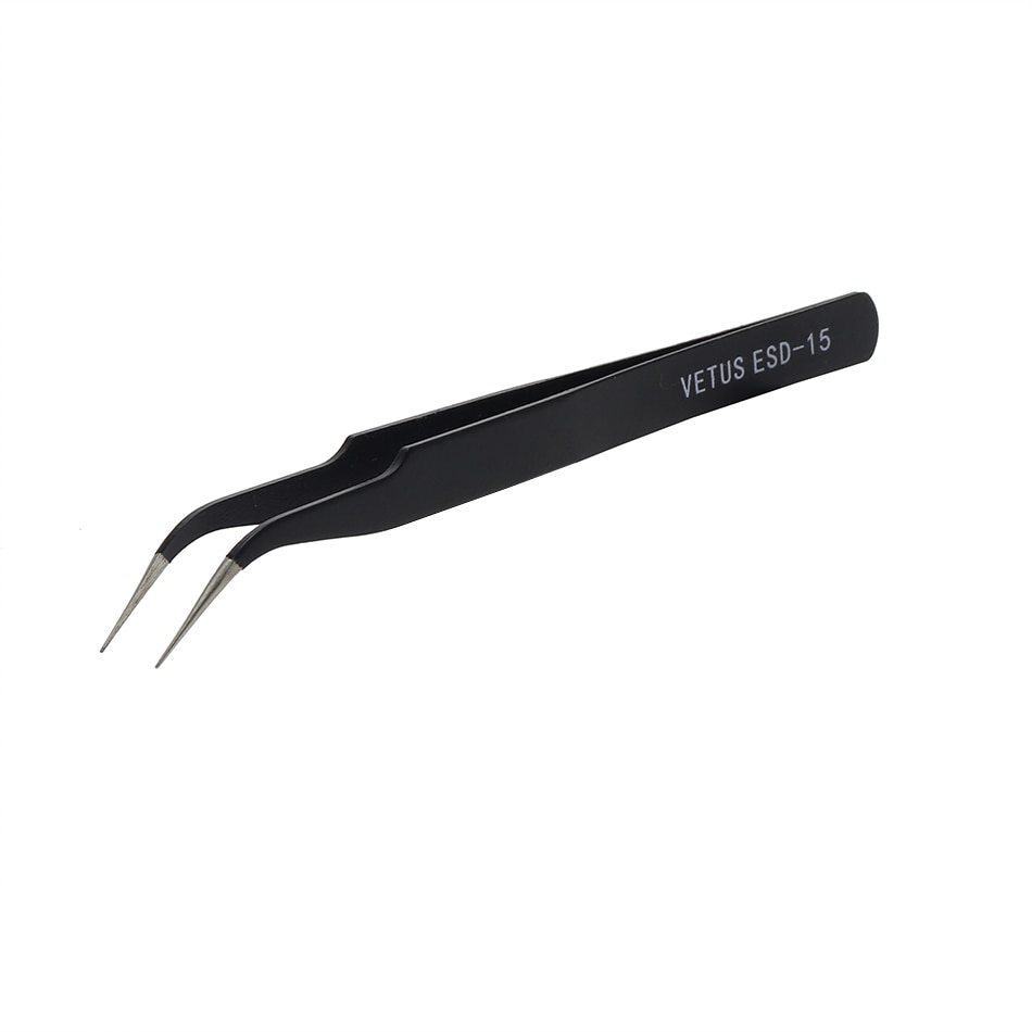Pince à épiler antistatique originale Vetus ESD ensemble d'outils pointe de haute précision pince à épiler droite incurvée pince multifonction en acier inoxydable Repai