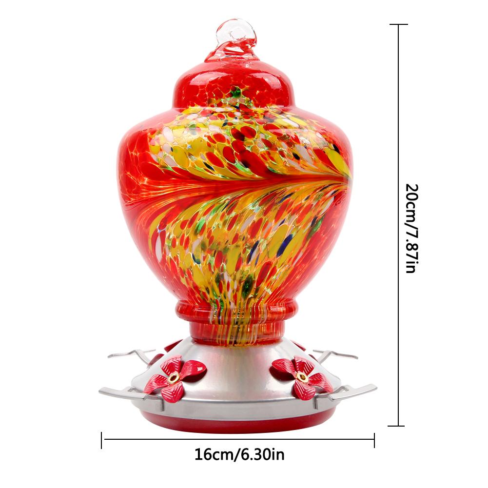 Pet Bird Feeder Hummingbird Feeder Courtyard Outdoor Drinking Fountain Hand-blown Glass Hanging Feeding Station Food Container