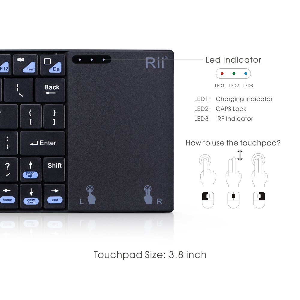 Clavier sans fil français (AZERTY) Rii mini K12 +/i12 + et clavier bluetooth azerty K12 + BT avec souris Touchpad pour tablette PC Android