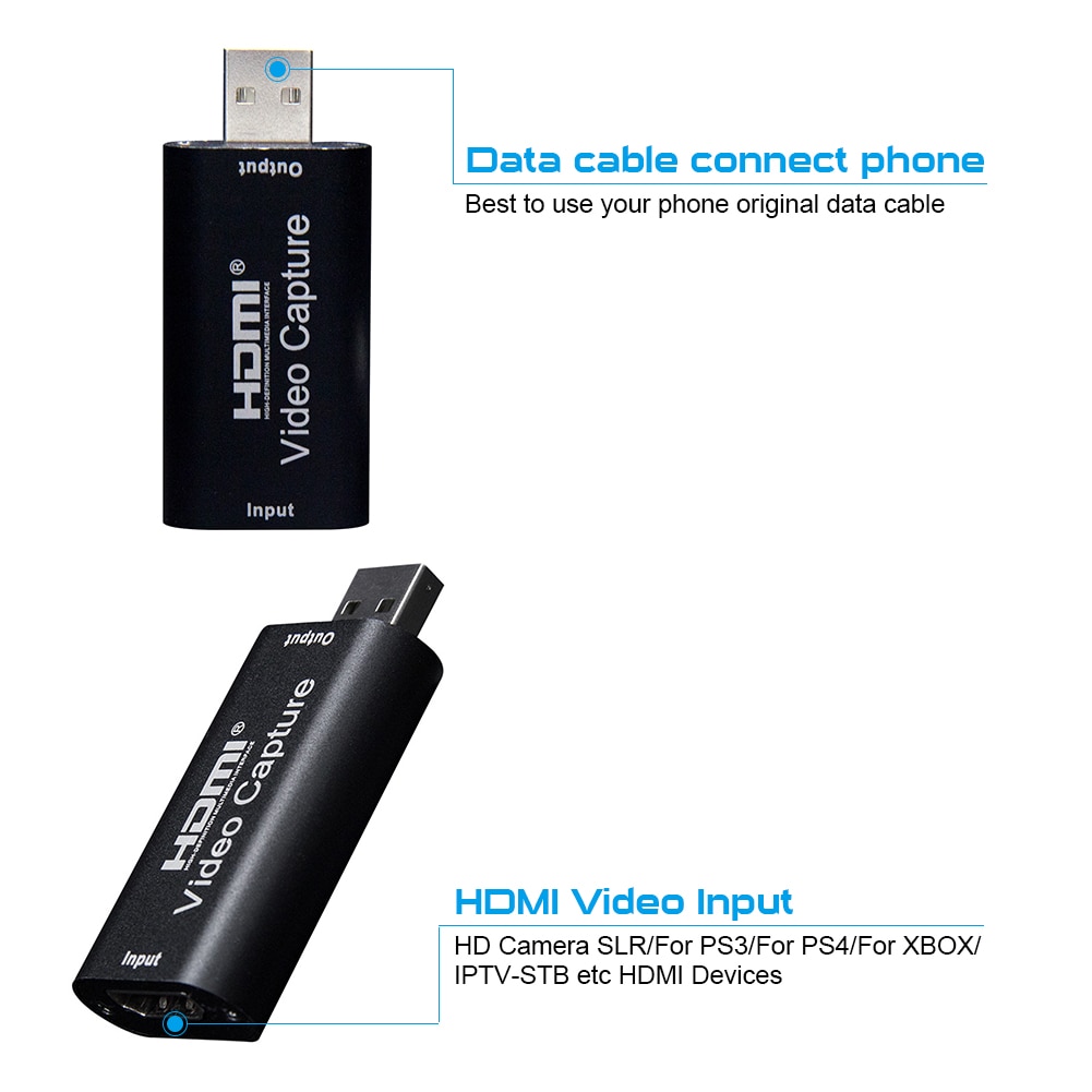 HDMI Video Capture Device 1080P 30fps Video Capture USB2.0 Video Recorder Adapter Video Capture Card Applicable Video Adaptador
