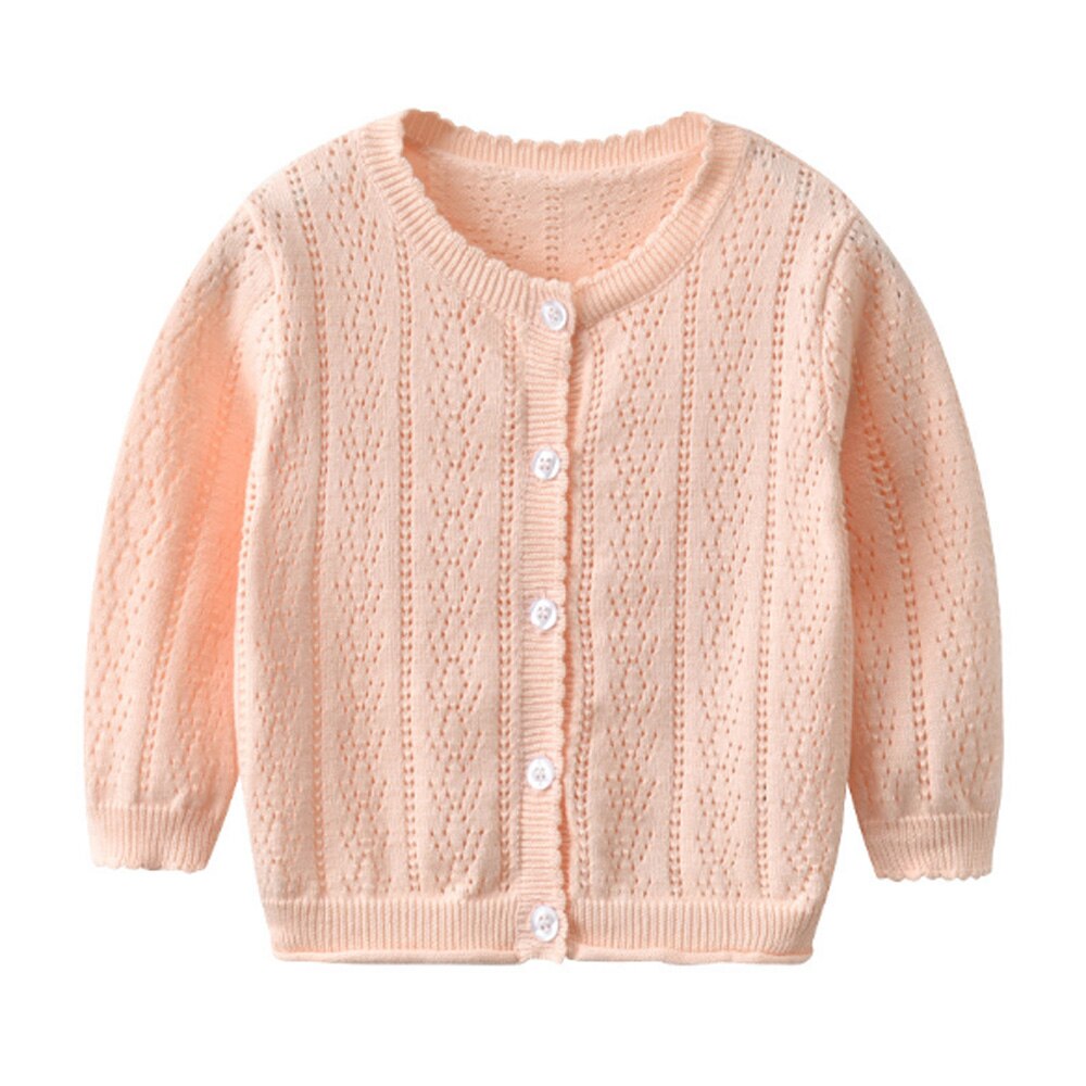TOU – cardigan tricoté 100% coton pour bébé garçon et fille, pull à œillets, vêtements de printemps hauts en bas âge de 6 mois à 3 ans: Rose / 12M