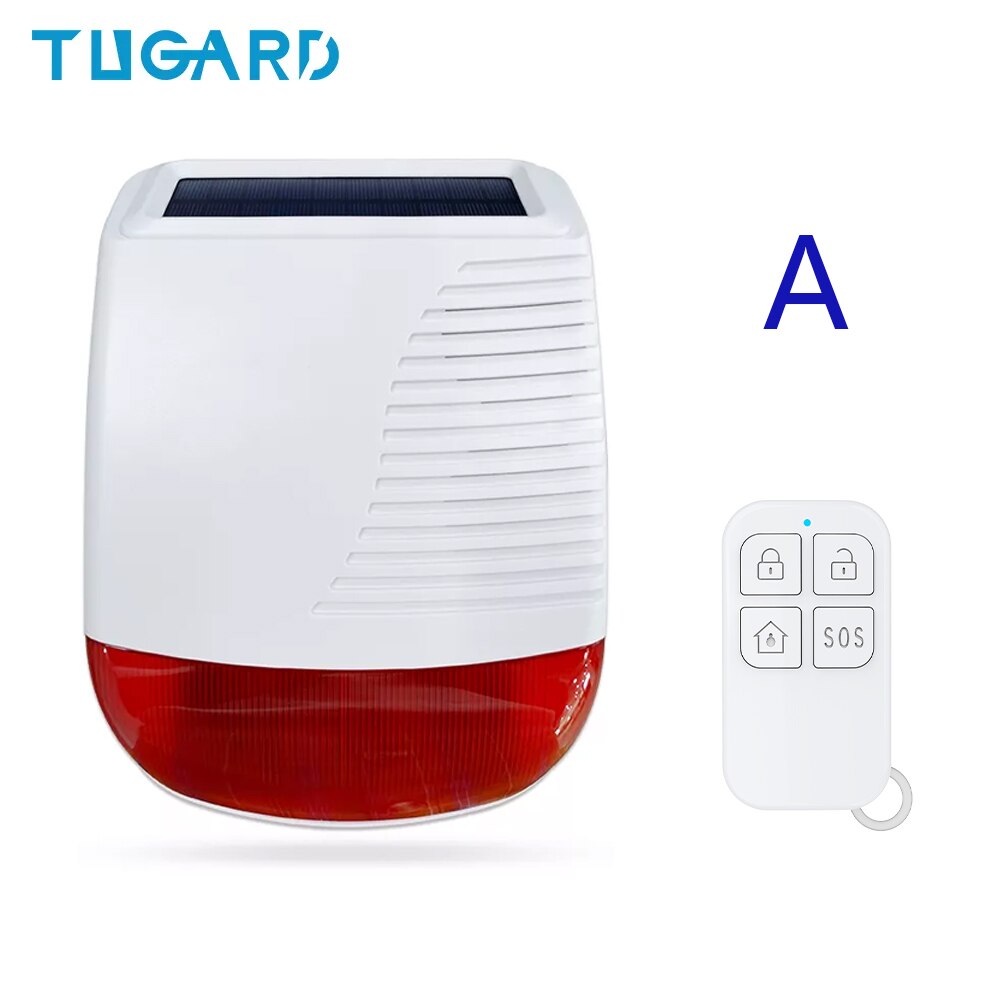 TUGARD SN40 433MHz Wireless Outdoor Solar Siren Light Flash Strobe Waterproof Alarm Siren for Home Security Burglar Alarm System: SN40 A SET