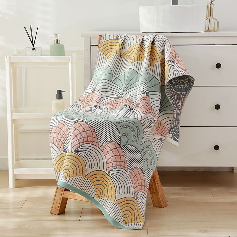 Toalha de banho de gaze de quatro camadas para adultos e crianças, toalha de banho de secagem rápida absorvente ampliada e estendida: Laranja