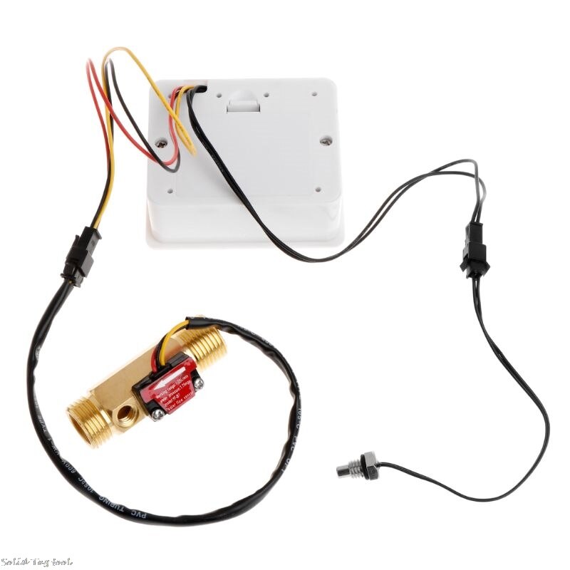 LCD display Digital flow meter+ Brass flow sensor temperature measuring YF-B7 Hall sensor meter