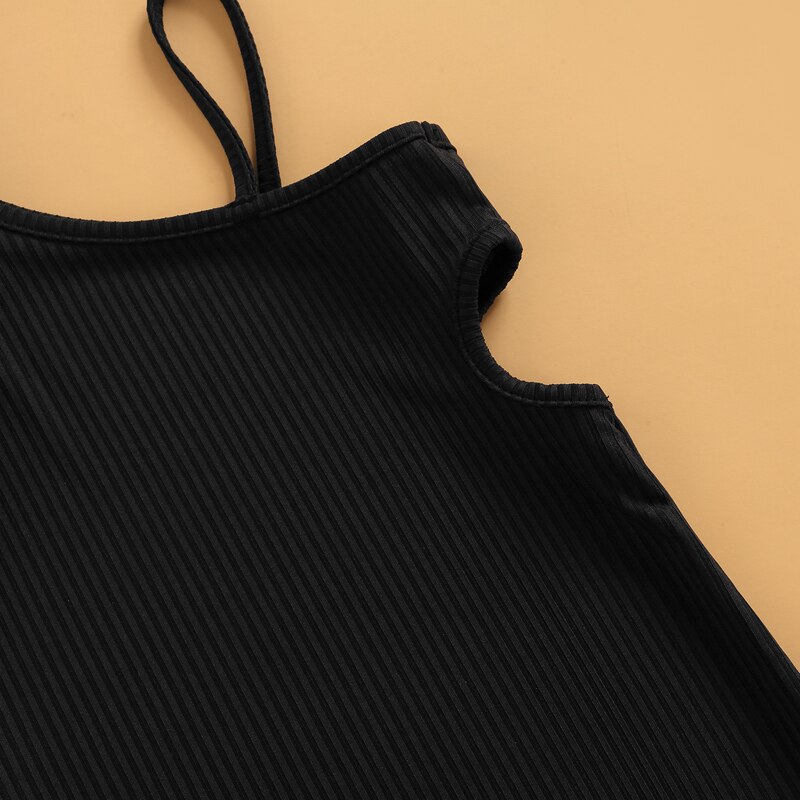 Vestito senza maniche per neonate infantili vestito Casual lavorato a maglia monospalla estivo vestito solido per bambini vestiti a costine vuote