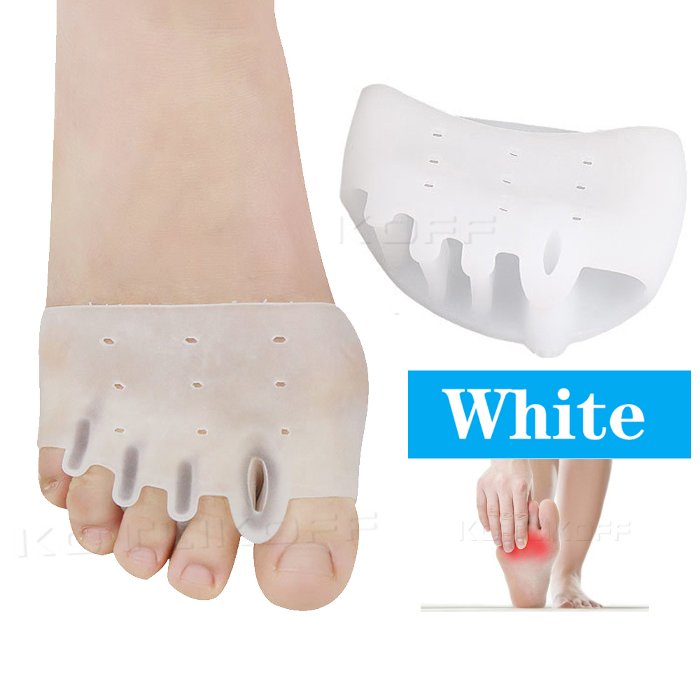 Toe Separator Vorfuß Pads Silikon Kissen Pad Schmerzen Relief Schuhe Einlegesohlen Finger Toe Hallux Valgus Corrector Gel Pads Fuß Pflege: WHITE